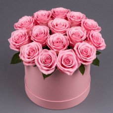 Коробка 25 розовых роз 